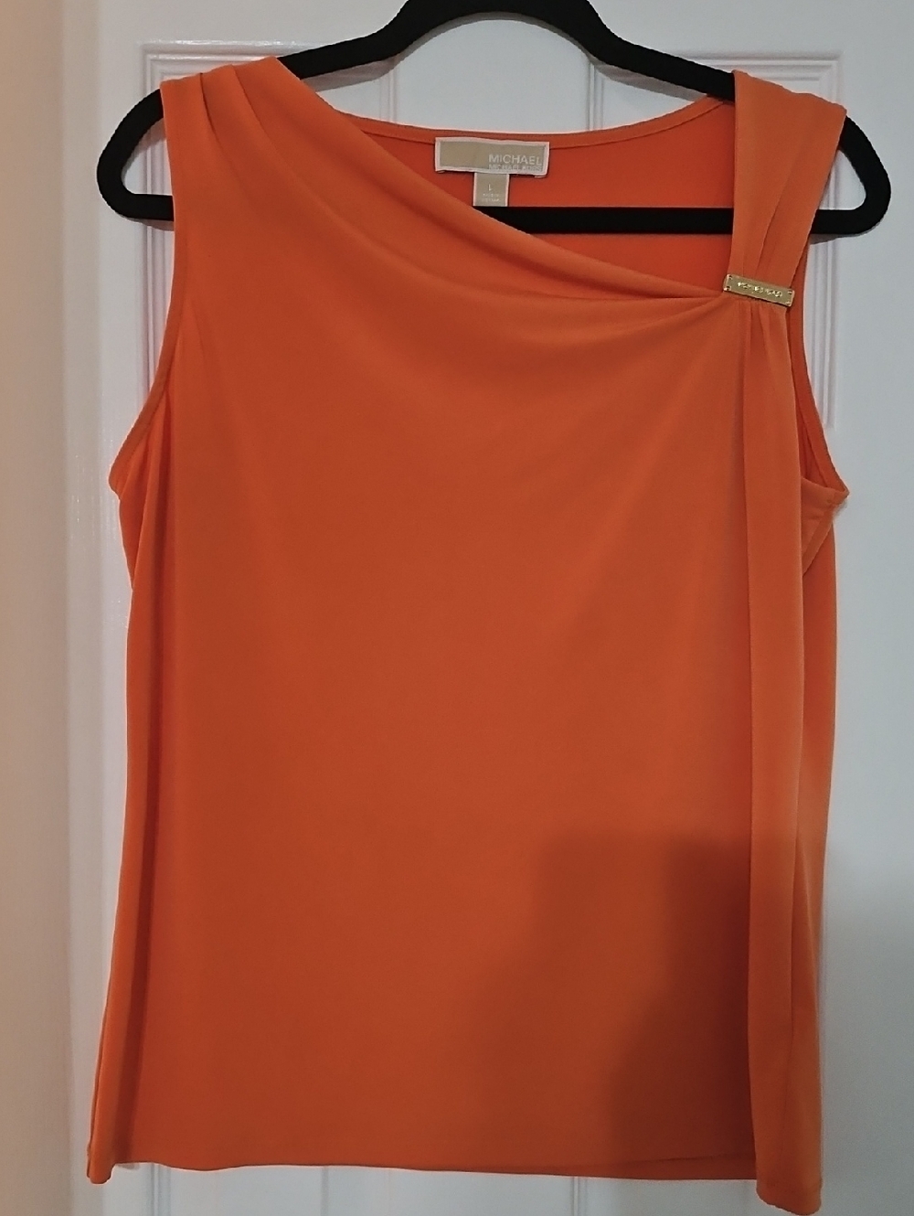 Michael Kors Orange Draped Sleeveless Top